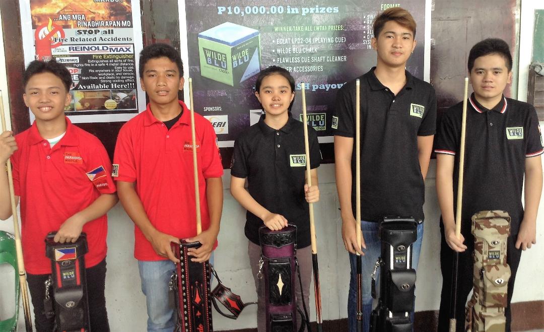 Photo shows from left to right are members of Wilde Blu Junior Team that composed of Bernie Regalario, Dexter Barnido, Kayla Herrera, Nicos Blente and Rey Calanao is raring to go in the upcoming Makati Pool Players Association  (MAPPA) Predator-Volturi 10-Ball Cup 2019 slated on July 19, 20 and 21 at the AMF-Puyat Superbowl and Billiards Center, Makati Cinema Square in Makati City.