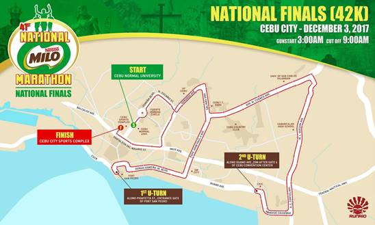 In photo: 41st National MILO Marathon National Finals Cebu 42K Race Route Map