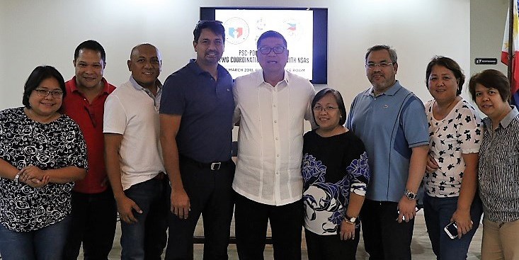 PSC Chairman William Ramirez and 18th Asian Games Chef de Mission and Ormoc City Mayor Richard Gomez flanked by members of the PSC-POC Asian Games Task Force members and NSA guests.